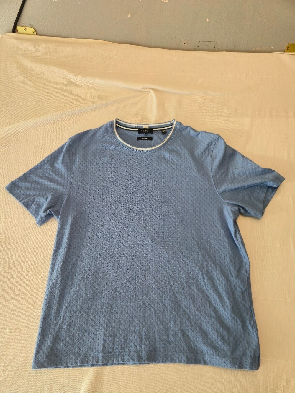 Ted Baker Light Blue Textured Short Sleeve Shirt Size 5 XL